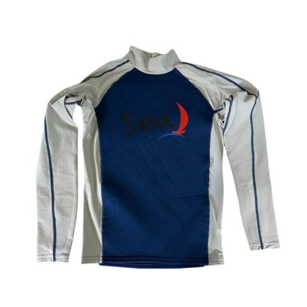 NEW Sea Equipment Australia Kids Navy Long Sleeve Sailboat Rash Guard Size 2XS